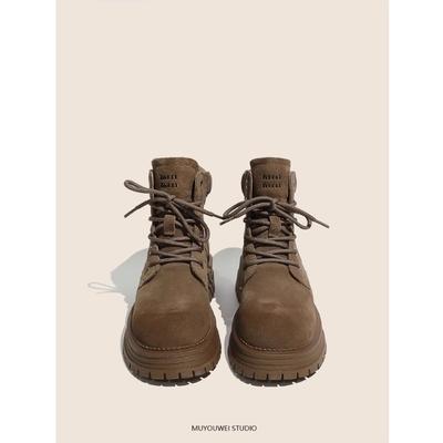 Ретро ботинки Мартин на толстой подошве для женщин, новые осенне-зимние короткие ботинки, нескользящие увеличивающие рост ботинки-локомотивы для женщин