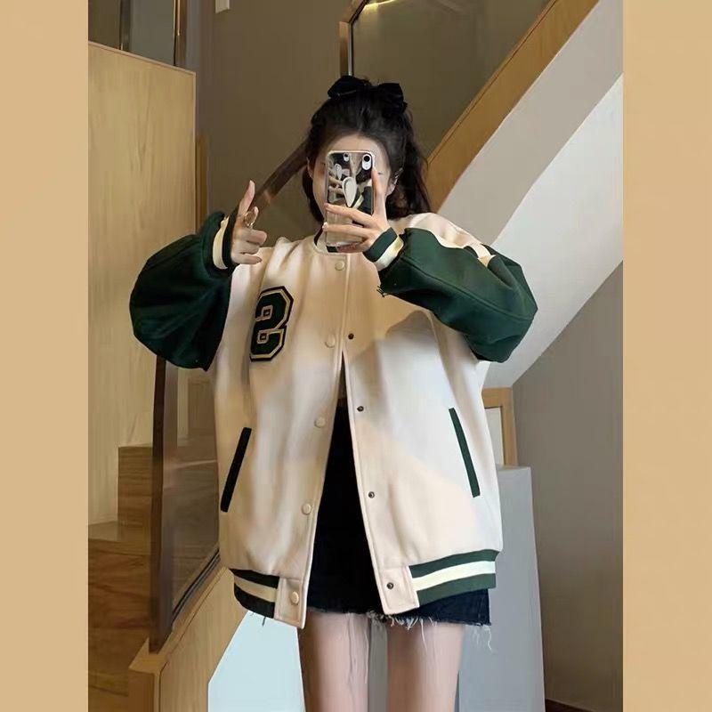 Женская осенняя бейсбольная куртка в студенческом стиле, короткая и свободная, идеально подходит для пар