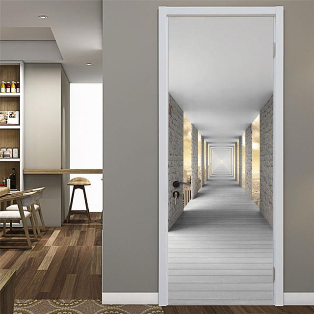 3D съемные стикеры на дверь с пейзажем Vinilos Para Puertas Клеящиеся обои Художественные фрески для дверей Библиотека Современный декор для дома
