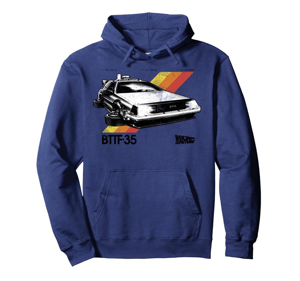 Back to the Future 35th Anniversary Retro Stripe DeLorean Hoodie