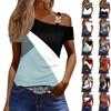Women's Fashion Casual Print Sexy Off-the-shoulder Short Sleeve T-shirt Top