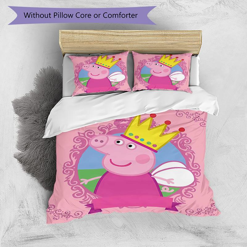 3pcs Peppa Pig1 pattern bedding set duvet cover set includes duvet cover &pillowcases, perfect all season bedroom decoration & gift