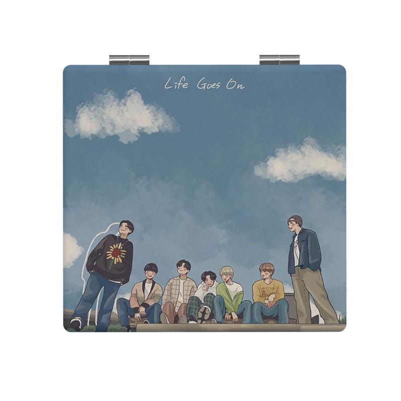 BTS Bulletproof Youth Foldable Double-sided Makeup Mirror: Portable & Stylish