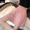 Elastic High Waist Wide Leg Pants Spring and Summer with Loose Slim Casual Khaki Washed Cotton Sports Shorts for Women
