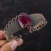 Граненый кашмирский рубиновый браслет, браслет-манжета с драгоценным камнем, медная проволока, обернутая регулируемым браслетом, изящный браслет ручной работы, ювелирные изделия из медной проволоки для подарка