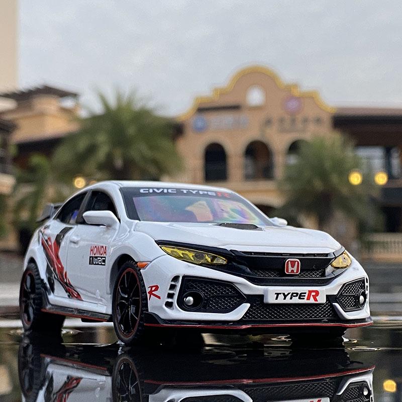 1/32 HONDA CIVIC TYPE-R Alloy Car Model Diecasts & Toy Vehicles Metal Sports Car Model Sound and Light Collection Childrens Gift