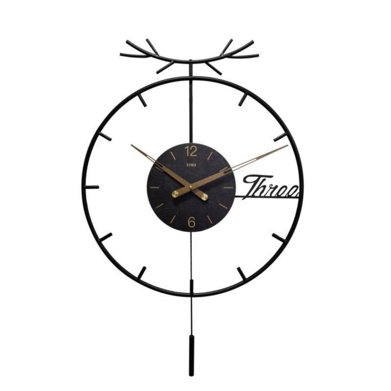 Испанский свет Роскошные простые настенные часы: Креативный дизайн железного кольца с модной функцией качания для домашнего декора.