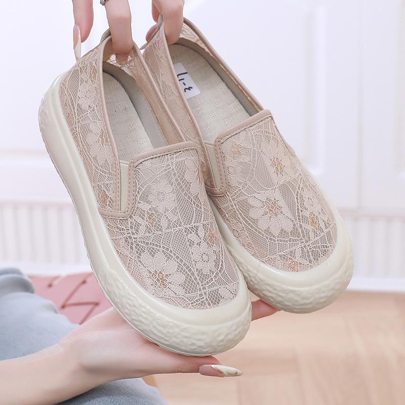 Shoes Women's Summer New Mesh Breathable Fisherman Shoes Versatile Platform Women's Shoes Casual Flat Bottom Shallow Mouth Women's Single Shoes Tide
