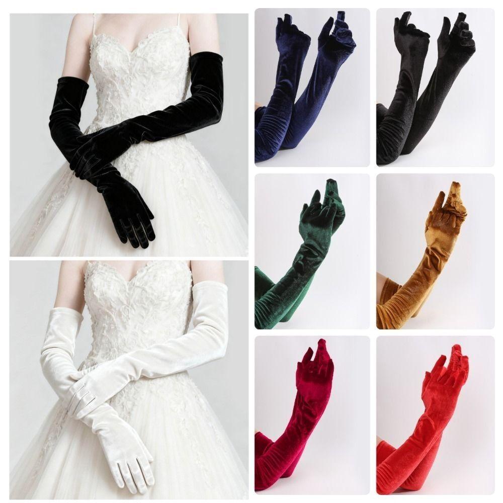 Full Finger Velvet Long Gloves 53cm Party Mittens Party Supplies Women's Fluffy Gloves Party