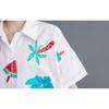DIMANAF 2025 Plus Size New Summer Style Blouse Vintage Design Short Sleeve Colorful Casual Shirt Women Loose Shirt Geometric Print Shirt