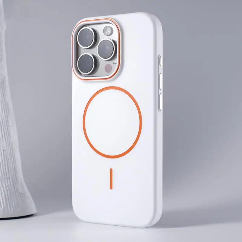 Ультратонкий простой чехол для Magsafe для iphone 17 Air 16 Pro Max 15 14 13 12 Матовый чехол с цветными вставками для защиты объектива Беспроводная зарядка Жесткий ПК-чехол