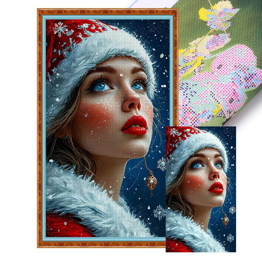 Полный комплект для вышивки крестиком «Девушка» из эко-хлопка 14CT