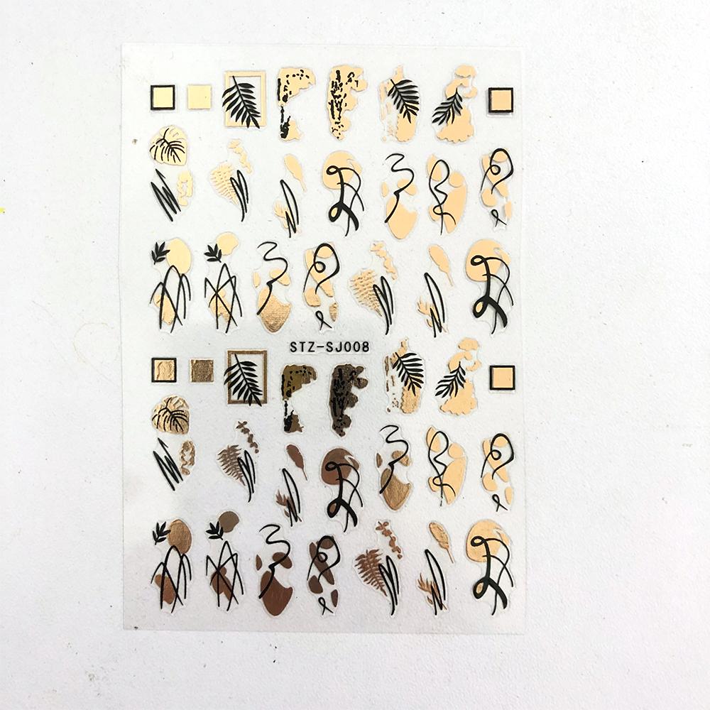 Abstract Line DIY Nail Stickers for Women Girls Nail Art Decorations Rose Gold Spring 3D Sliders for Manicure Nail Polish Decals