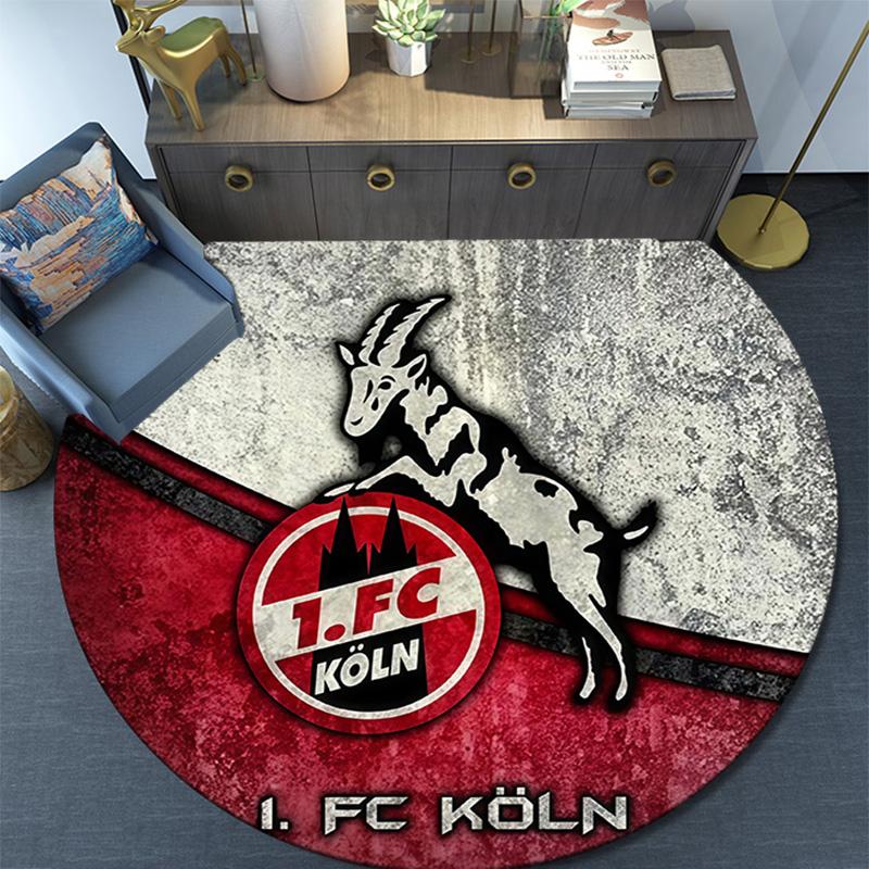 1. Круглый ковер FC Köln, Ковер для гостиной, спальни, дивана, игровой комнаты, Нескользящий коврик для пола