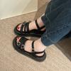 Simple and Versatile Platform Belt Buckle Sandals Women's Summer New Round Toe Metal Buckle Heightened Roman Shoes