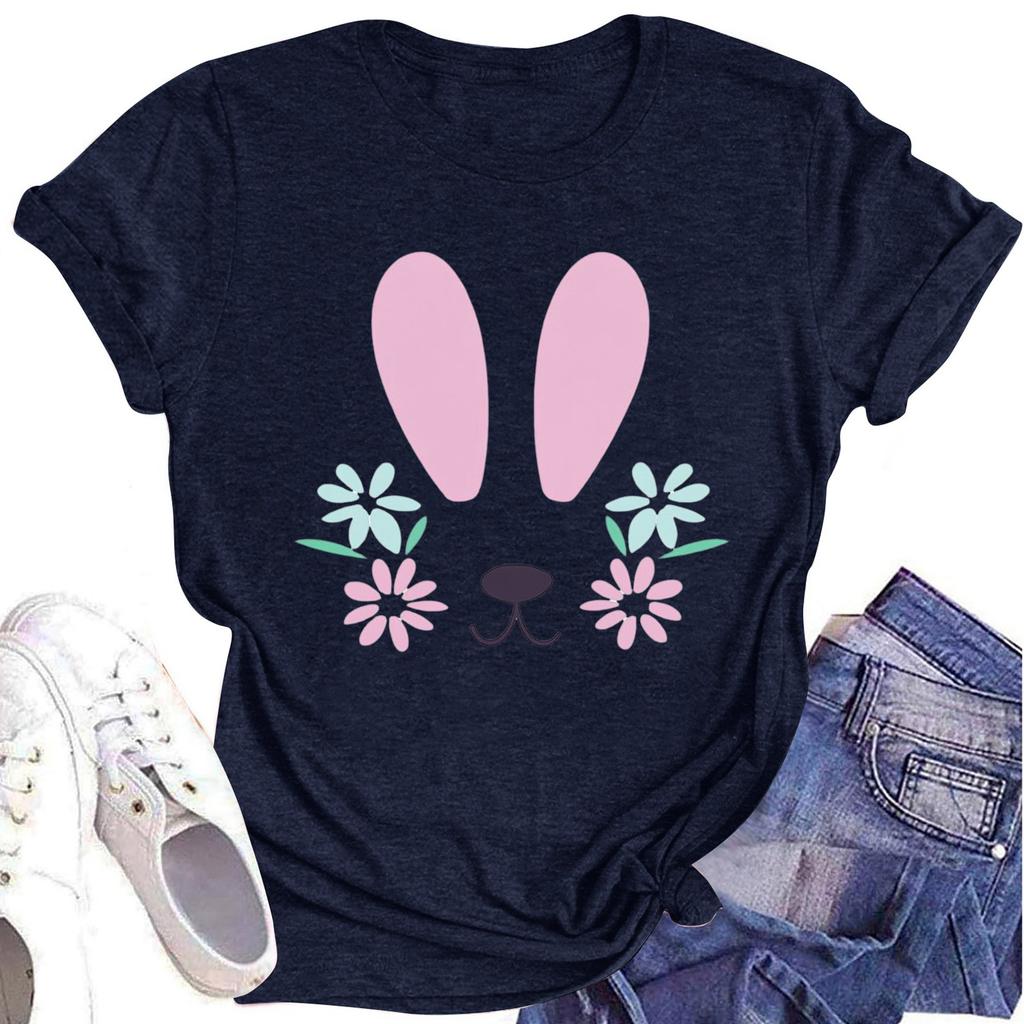 Women's Printed Round Neck Short-sleeved T-shirt Top