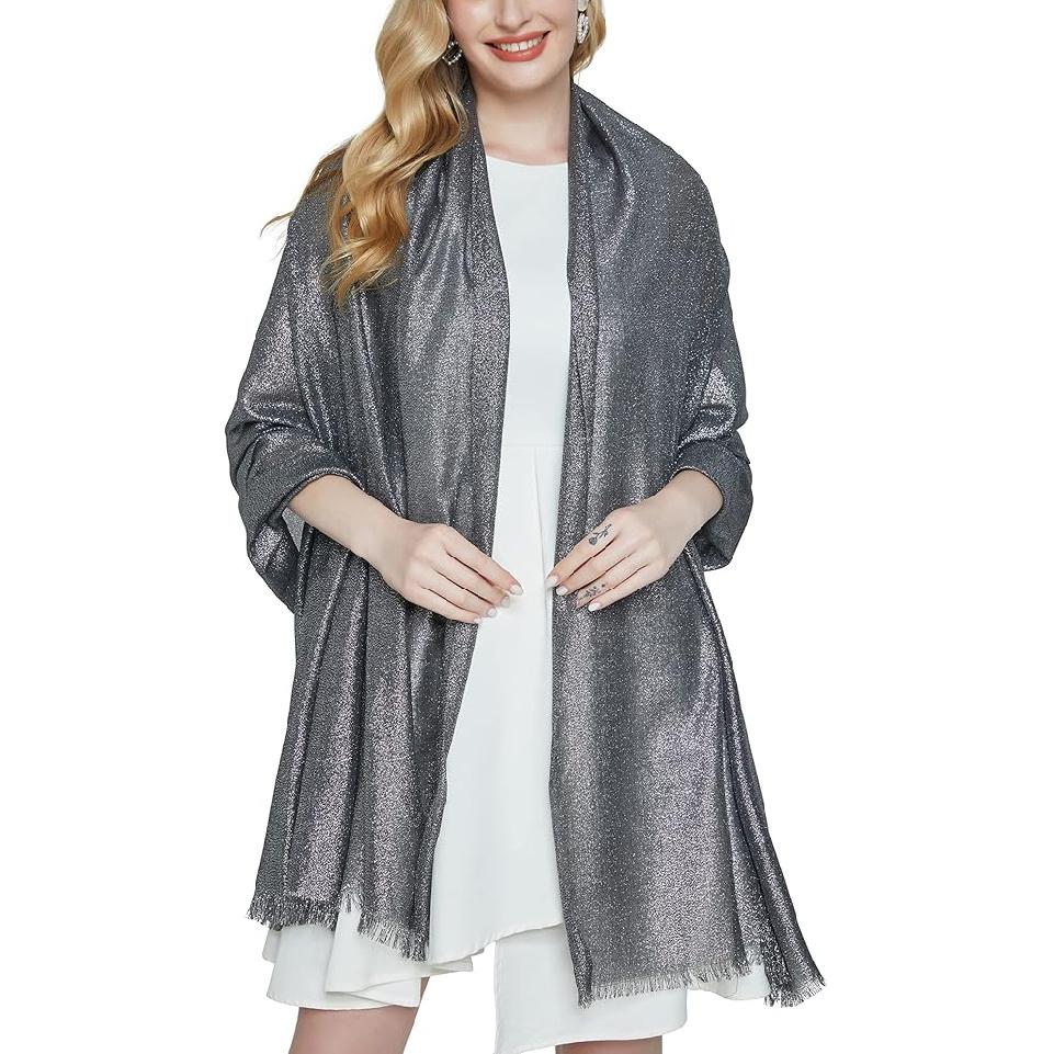 Women's Sparkling Metallic Evening Shawl Lightweight Shawl Extra Large Dressy Shawls and Wraps for Party