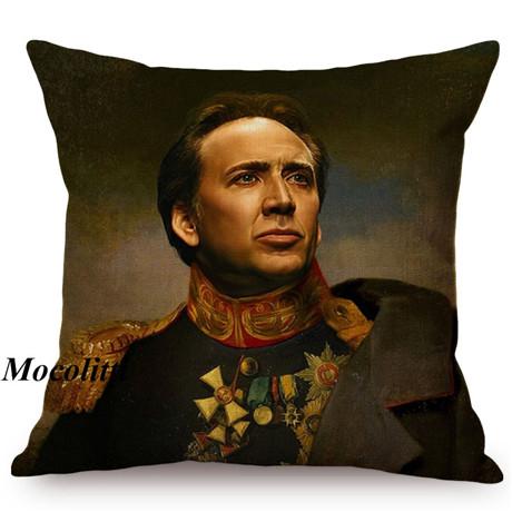 Military Generals Oil Painting Art Decorative Throw Pillow Case Celebrity Star General Costume Design Bedroom Sofa Cushion Cover