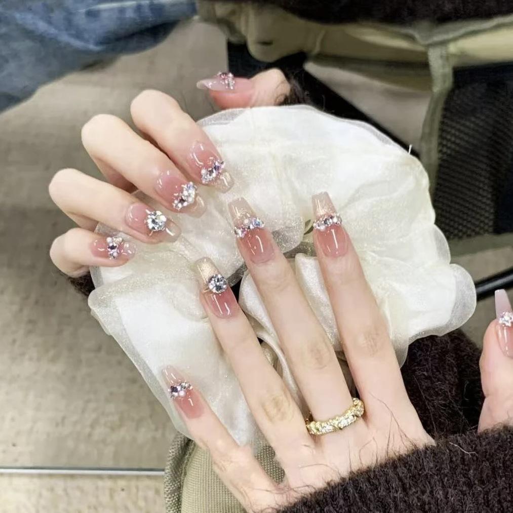 Pure Hand-made Phototherapy Wearable Nail Tablets To The Heart Wearable Nail Finished Product Reusable Nail Art