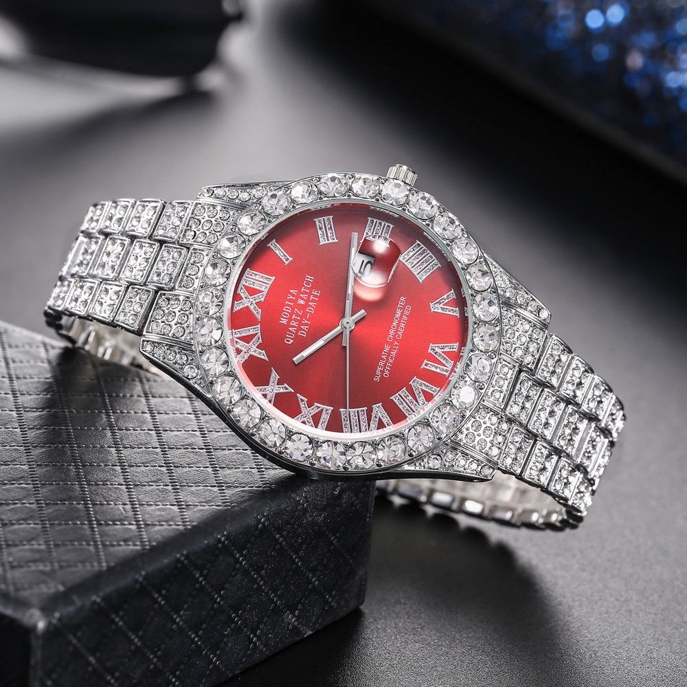 Watch Mens Casual With Rhinestone Calendar And Roman Scale Wristwatch Gifts
