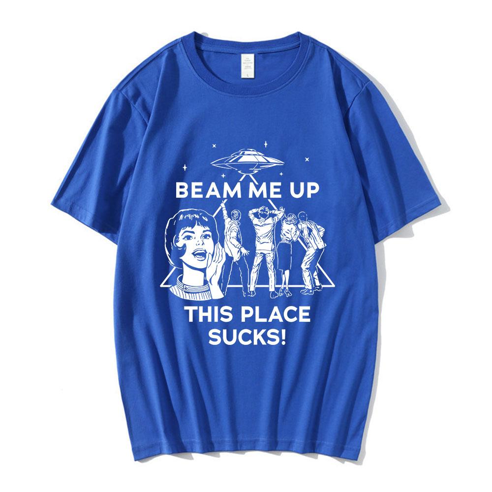 Beam Me Up This Place Sucks Eddie Munson Demogorgon T Shirt Unisex Women Cotton Casual Tshirts Fashion Short Sleeves Tshirt Tops