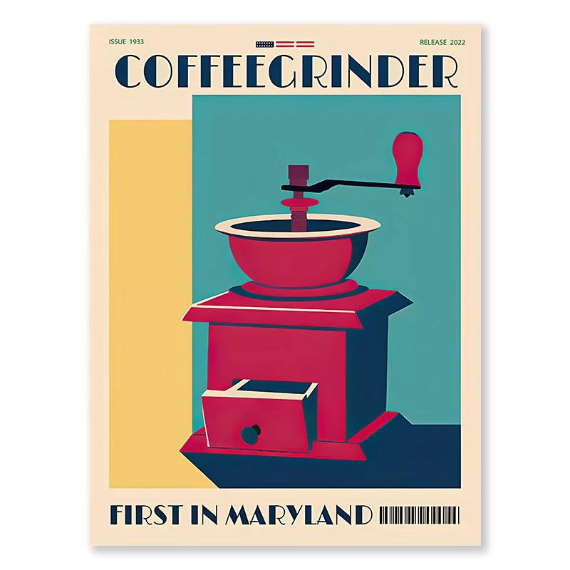 Italian Espresso Pot Coffee Bean Wall Art Afternoon Tea Series Living Room Decorative Canvas Paintings Posters and Prints