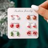 Hot Christmas New Products Santa Claus Snowman Elk Creative Cute Cartoon Stud Earrings Combination Resin