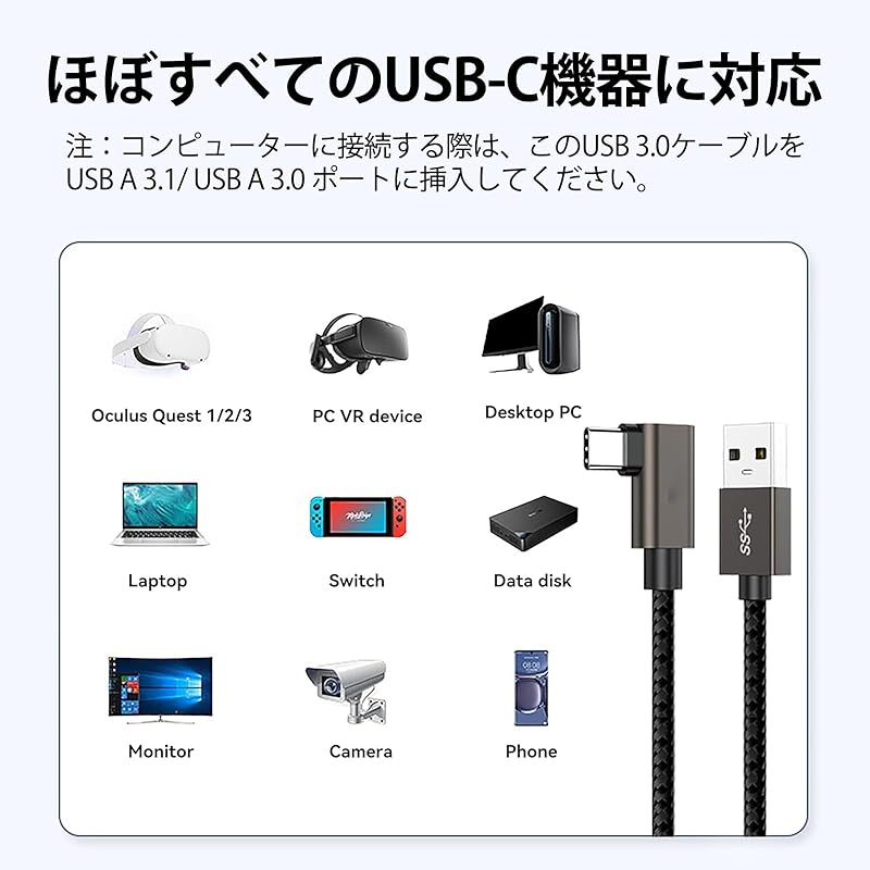 USB 3.2 Gen1 Link Cable 3m YITONGXXSUN USB-C & USB-A 5Gbps High Speed Data Transfer Compatible with Type C Smartphones/tablets/game Consoles (gun