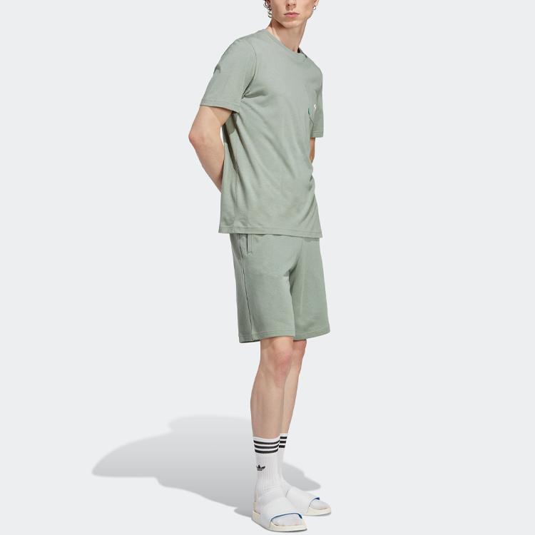 Adidas Originals Essentials+ Made With Hemp Tee With Solid Color Logo Men Tops Silver-Gray-Green HR2955