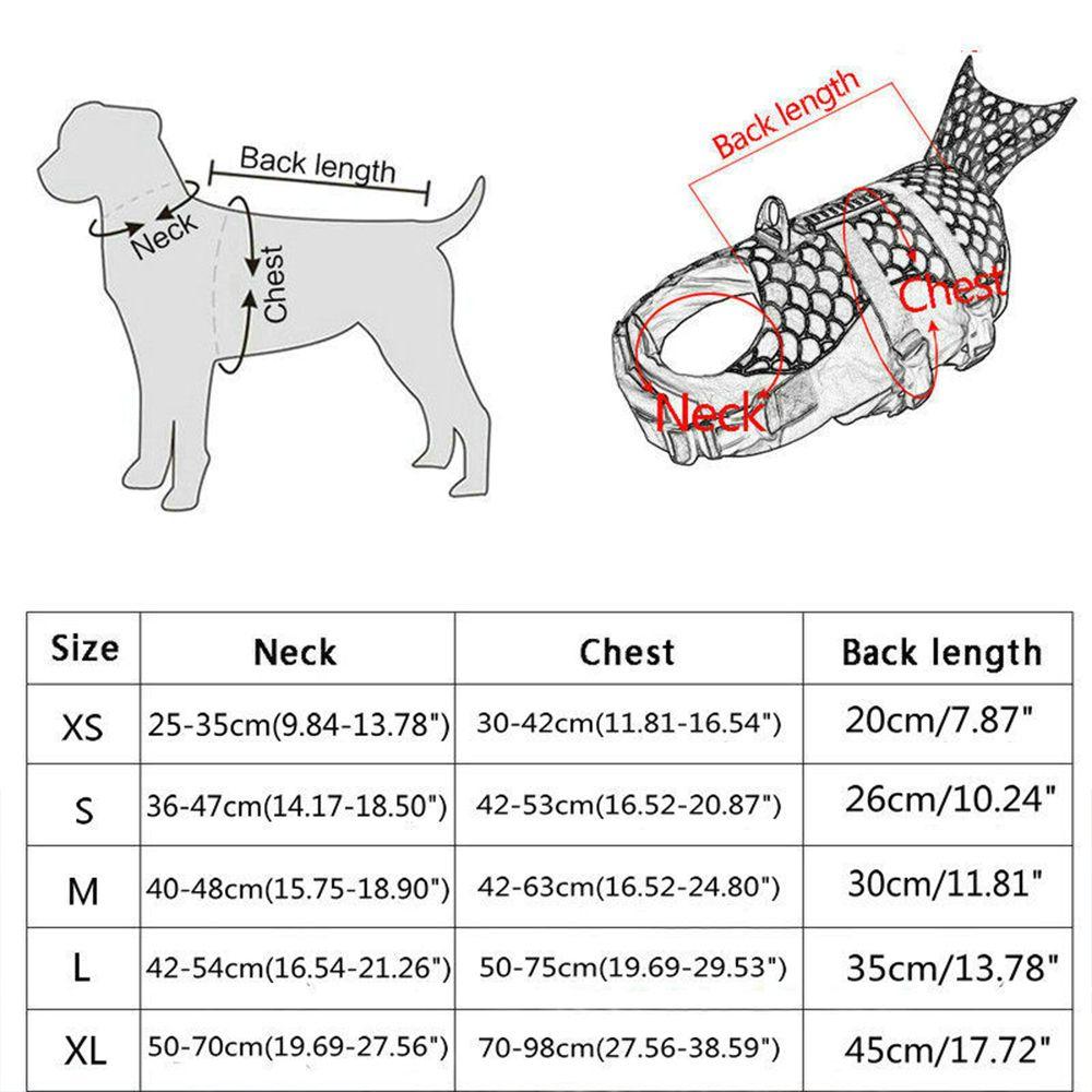 Swimsuit Harness Vest Dog Life Jacket Pet Safety Clothes Mermaid Shark Puppy Surf Saver Coat