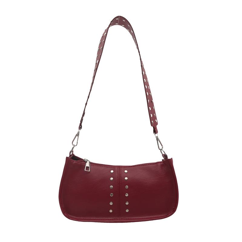 High End Fashionable Shoulder Bag for Women In Autumn New Retro Oil Leather Casual Crossbody Bag Fashionable Rivets for Women