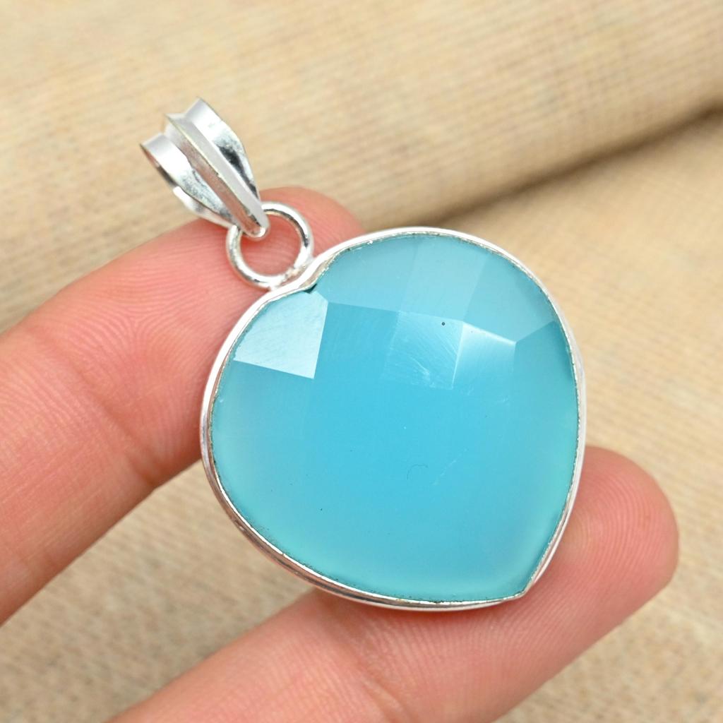 Голубой кулон ювелирных изделий стерлингового серебра 925 драгоценной камня халцедона Хандмаде для подарков