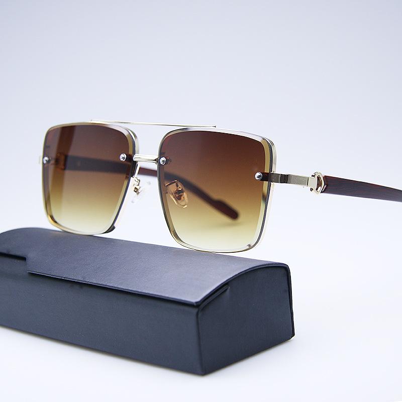 Double beam metal trimmed European and American fashion atmosphere men's square sunglasses driver driving women's outdoor sunglasses