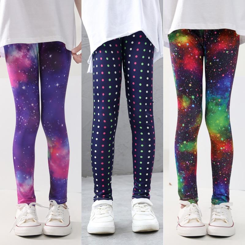 Детская одежда, детские нижние брюки, весенне-осенние облегающие брюки с принтом для девочек, летние брюки