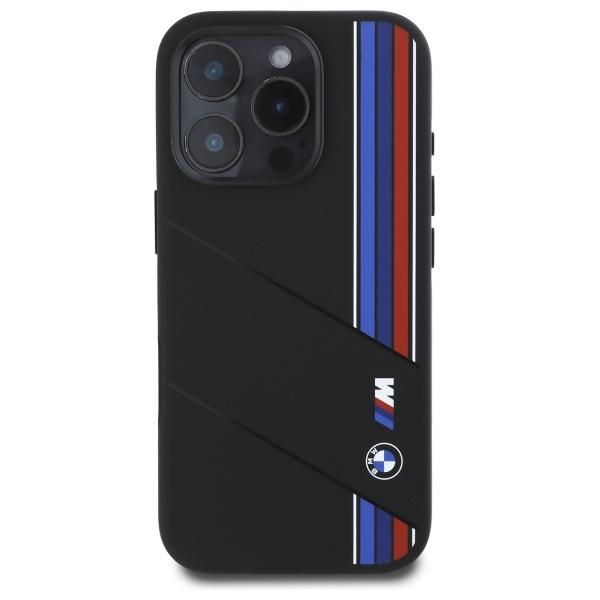 BMW Bmhmp16L23Scuk Iphone 16 Pro 6.3    Black/Czarny Hardcase Silicone Cut Tricolor Lines Magsafe