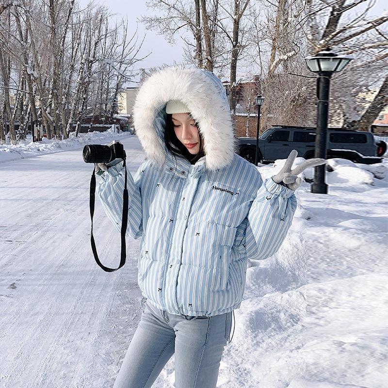 Женская зимняя одежда Y2K Теплое тренчковое пальто с бантом Модное Простое Полосатое Плюшевое Спортивное Ретро Милое Свободное Короткое Пальто