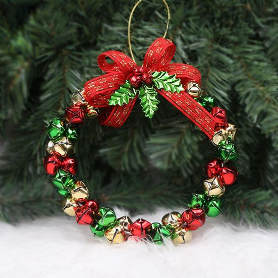 Рождественский венок из колокольчиков, венок из колокольчиков с бантом, маленькая гирлянда из колокольчиков, украшение для рождественского дома, елки