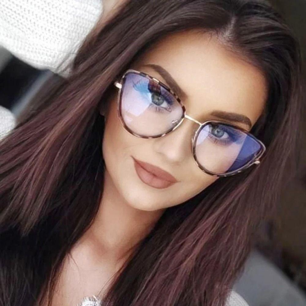 Новые Уникальные Очки Кошачий Глаз Ретро Мода Очки с Защитой от Синего Света Металлическая Оправа Женские Мужские Компьютерные Очки для Чтения