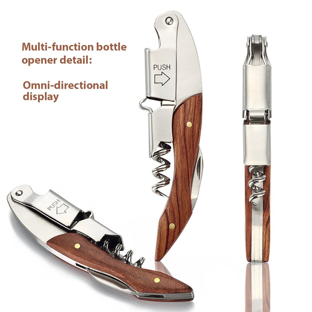 Персонализированный штопор для официантов, открывалка для бутылок вина и пива, деревянная открывалка для пробок, нержавеющая сталь, гравировка имени получателя