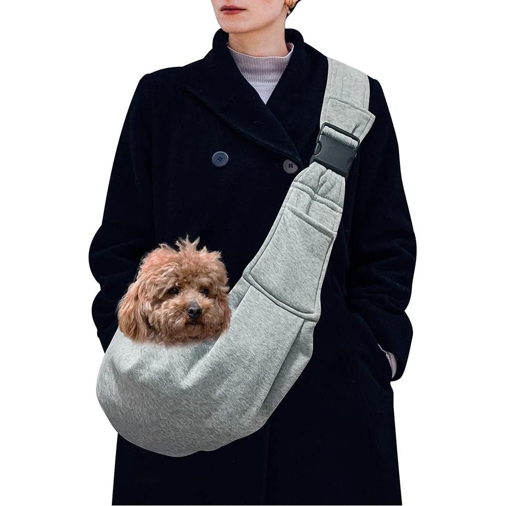 Dog Sling Carrier With Adjustable Strap For Traveling And Outdoor, Grey