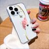 Розовый гвоздика с золотыми лозами Чехол для телефона для IPhone 14 15 16 17 13 12 11 Pro Max Plus 12 13 Mini TPU Защитный чехол