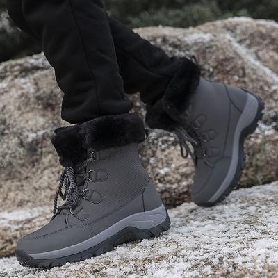 Женские зимние ботинки, уличные, парусиновые, на шнуровке, ботильоны, модные, теплые, из искусственного меха, женские, мужские, зимние, женские, обувь для женщин