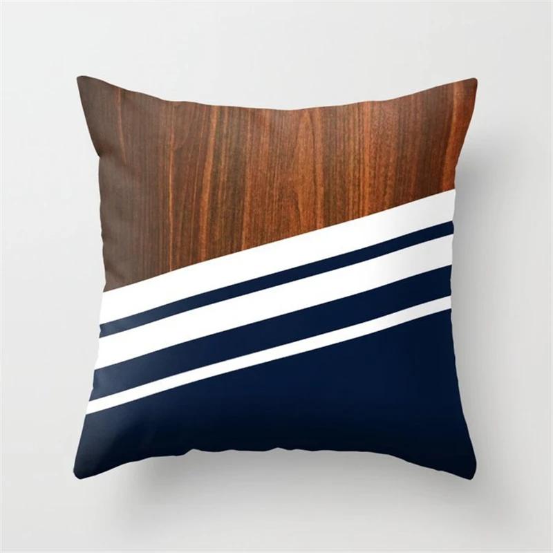 Подушка для дивана в фермерском стиле с рисунком под дерево и мрамором, модная наволочка с геометрическим узором