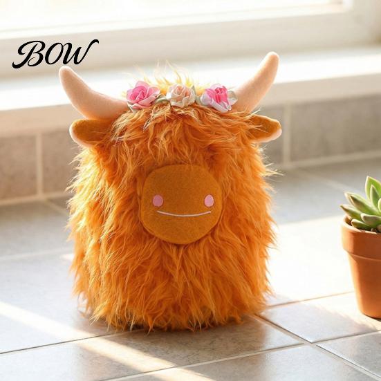 Highland Cow Plush Stuffed Animal Toy, Cute Fluffy Scottish Soft Doll Doll, Farm Cattle for Kids, Adults Gift Idea