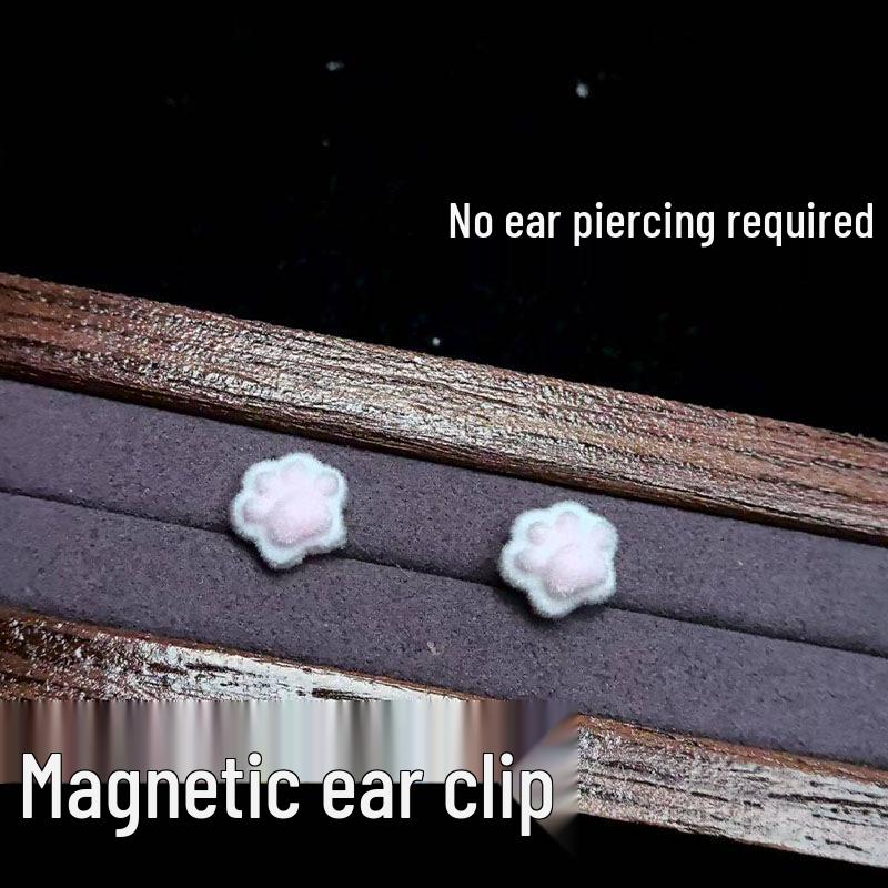 Очаровательные магнитные клипсы для ушей в виде кошачьих лапок - Мультяшные серьги без пирсинга для женщин
