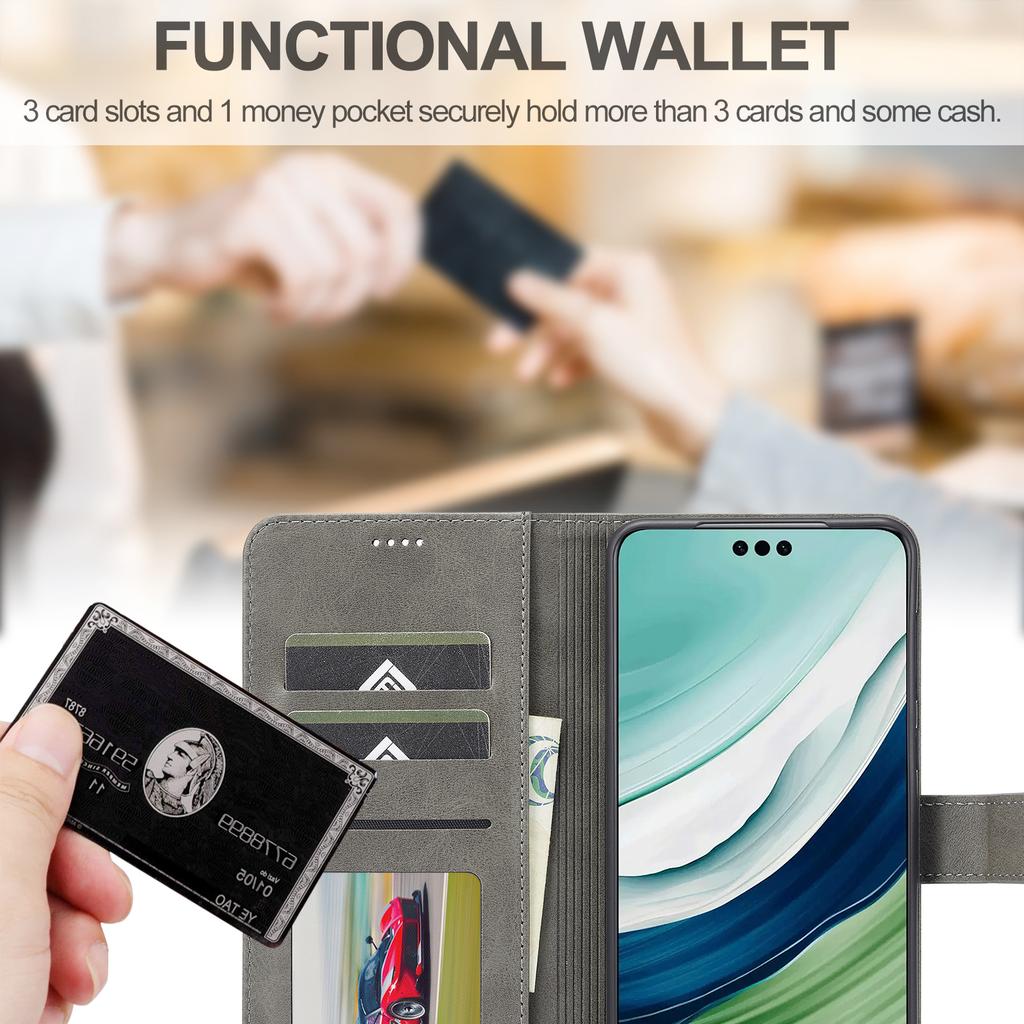 LC.IMEEKE Для Huawei Mate 60 Pro+/Mate 60 Pro Чехол для телефона с текстурой телячьей кожи, PU кожа, подставка, обложка-кошелек