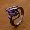 Hot Fashion Luxury Retro Purple Zircon Crystal Colorful Ring Female Wedding Engagement Jewelry Ring