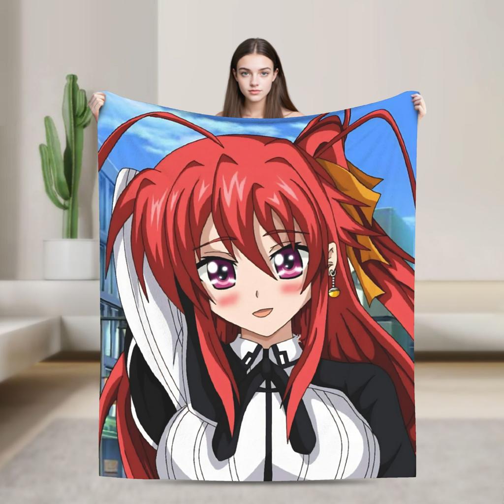 High School DxD Flannel Blanket Anime Super Warm Throw Blanket for Living Room Decorative Funny Bedspread Sofa Bed Cover