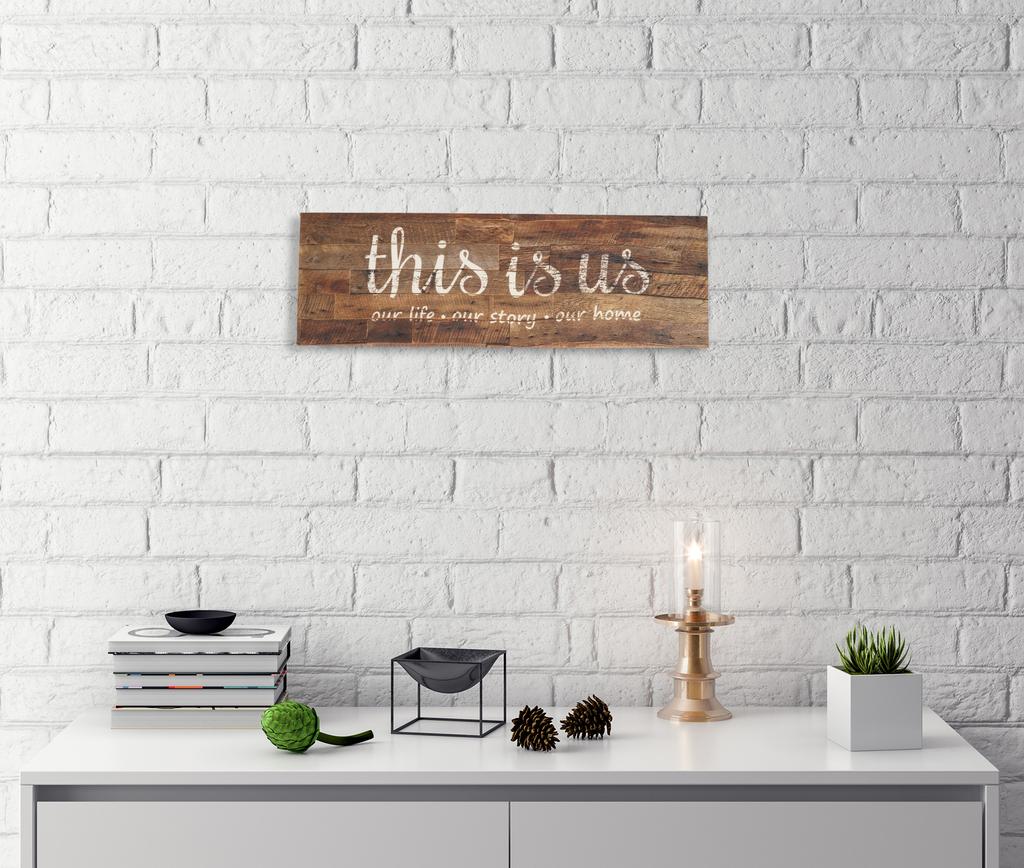 Inkdotpot Stretched Canvas Quotes Wall Art Decor, This Is Us Our Life .Our Story.Our Home Wall Decor-twoRustic Wall Art Sign