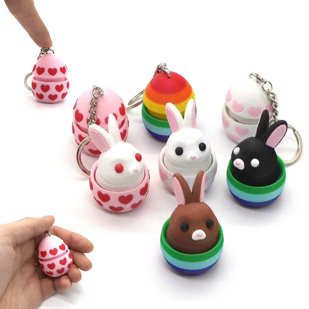 Multi color Plastic 3D Print Easter Surprise Egg DIY Crafts Model Pressed Egg Rabbit Ornaments Decoration